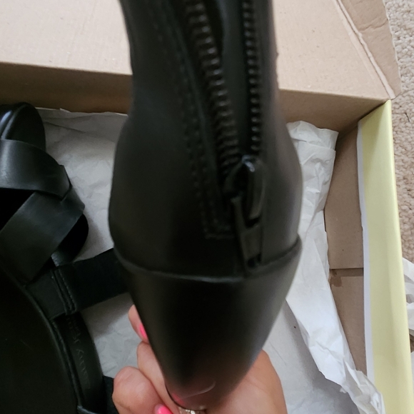 Cathy Jean Black Wedge Sandals - Picture 7 of 10